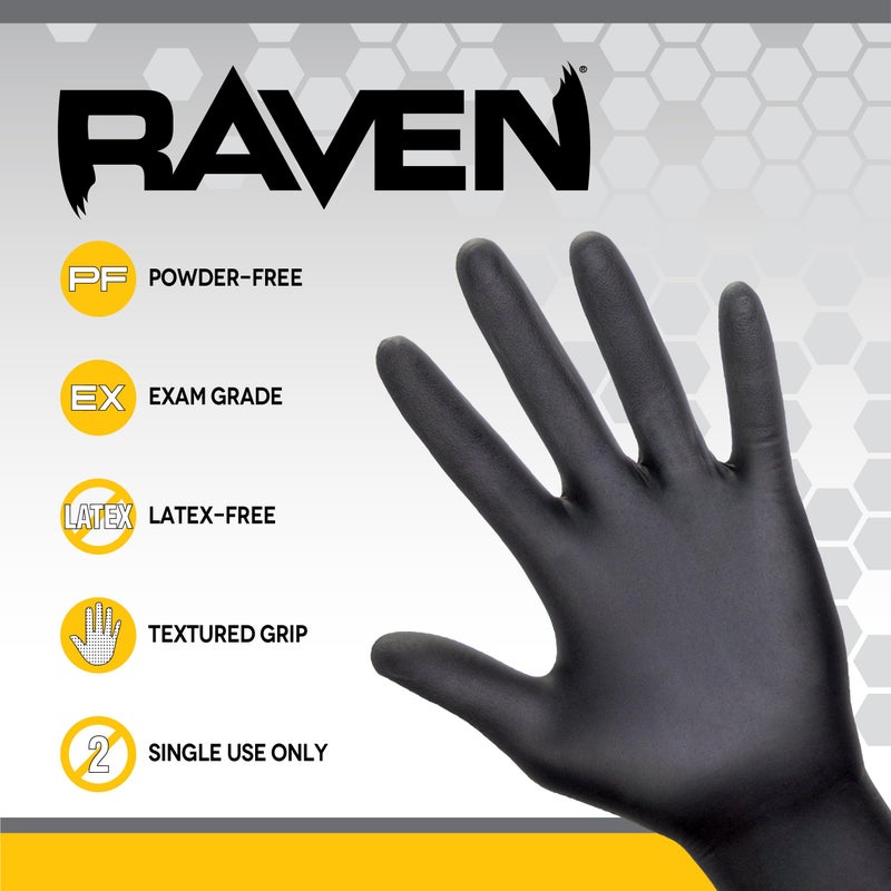 SAS Safety 66518 Raven Powder-Free Disposable Black Nitrile 6 Mil Gloves, Large, 100 Gloves by Weight(Pack of 1) - Image 2